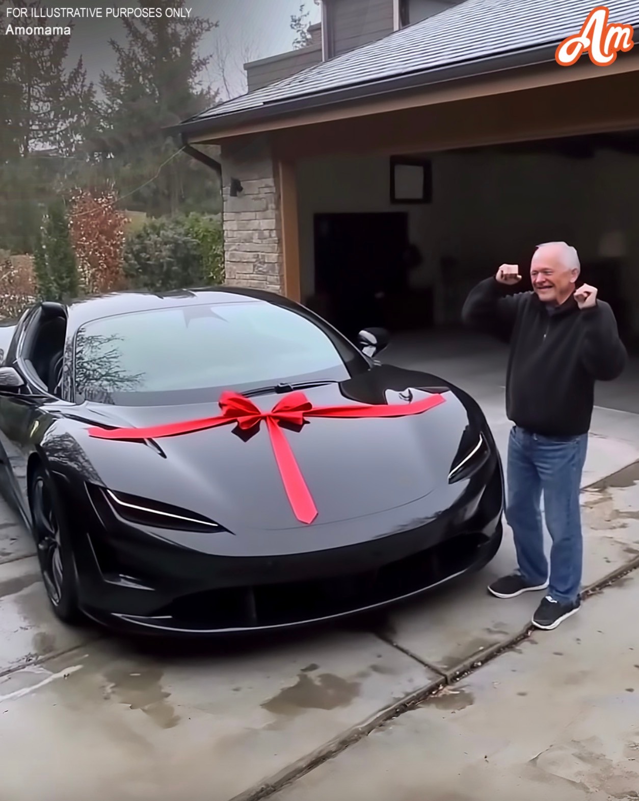 One morning, a poor elderly man steps outside and finds a luxury car in place of his old one