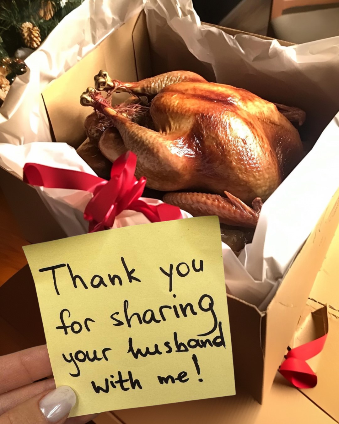 Before a Family Thanksgiving Dinner, a Stranger Sent Me Roasted Turkey with a Note, Thank You for Sharing Your Husband with Me