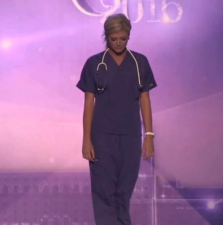 Miss America contestant enters the stage dressed in nursing scrubs. But when she looks up? My heart STOPPED!